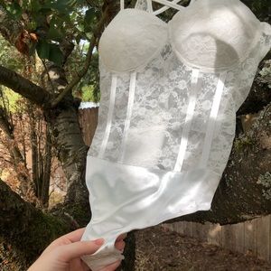 Sexy white lace bodysuit